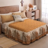 TULA LEAVES EMBROIDERY JACQUARD TEXTURE REVERSIBLE BEDSPREAD 1 PCS QUEEN SIZE