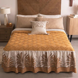 TULA LEAVES EMBROIDERY JACQUARD TEXTURE REVERSIBLE BEDSPREAD 1 PCS QUEEN SIZE