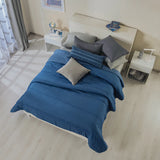 OAKLAND GEOMETRIC SOFT TEXTURE REVERSIBLE COMFORTER SET 4 PCS QUEEN SIZE MADE IN MEXICO