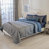 OAKLAND GEOMETRIC SOFT TEXTURE REVERSIBLE COMFORTER SET 4 PCS QUEEN SIZE MADE IN MEXICO