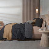 SHADOW REVERSIBLE COMFORTER SET 4 PCS TWIN SIZE WITH THROW BLANKET MADE IN MEXICO