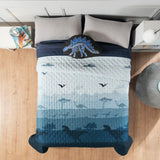 DINOSAURS SPECIAL FABRIC ULTRA SLIM REVERSIBLE COMFORTER 1 PCS QUEEN SIZE MADE IN MEXICO