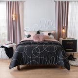 BLISS GEOMETRIC SOFT TEXTURE REVERSIBLE COMFORTER SET 4 PCS CALIFORNIA KING SIZE MADE IN MEXICO