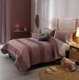 BLOSSOM POMPONS SOFT TEXTURE REVERSIBLE COMFORTER SET 4 PCS QUEEN SIZE MADE IN MEXICO