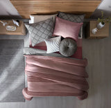 BLOSSOM POMPONS SOFT TEXTURE REVERSIBLE COMFORTER SET 3 PCS TWIN SIZE MADE IN MEXICO