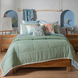 SORRENTO POMPONS SOFT TEXTURE REVERSIBLE COMFORTER SET 3 PCS TWIN SIZE MADE IN MEXICO
