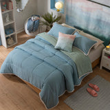 SORRENTO POMPONS SOFT TEXTURE REVERSIBLE COMFORTER SET 3 PCS TWIN SIZE MADE IN MEXICO