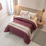 NAVARRA FLOWERS SOFT TEXTURE REVERSIBLE COMFORTER SET 5 PCS QUEEN SIZE MADE IN MEXICO