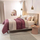 NAVARRA FLOWERS SOFT TEXTURE REVERSIBLE COMFORTER SET 5 PCS QUEEN SIZE MADE IN MEXICO