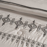 IXTLAN EMBROIDERY SOFT TEXTURE REVERSIBLE COMFORTER SET 4 PCS QUEEN SIZE MADE IN MEXICO