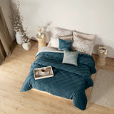 ATLANTIC DUVET COVER EMBOSSED STRIPED TEXTURE REVERSIBLE COMFORTER 1 PCS CALIFORNIA KING SIZE MADE IN MEXICO