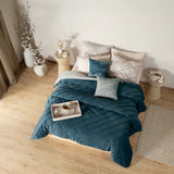 ATLANTIC DUVET COVER EMBOSSED STRIPED TEXTURE REVERSIBLE COMFORTER 1 PCS CALIFORNIA KING SIZE MADE IN MEXICO