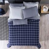 CHICAGO SQUARES SOFT TEXTURE REVERSIBLE COMFORTER SET 4 PCS TWIN SIZE MADE IN MEXICO