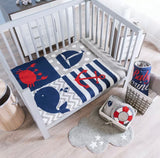 SAILOR MARINER BABY BOYS CRIB BEDDING NURSERY SET 6 PCS 100% COTTON FOR BABY SHOWER GIFT