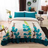 TULUM LEAVES REVERSIBLE BEDSPREAD SET 3 PCS KING SIZE 100% MICROFIBER