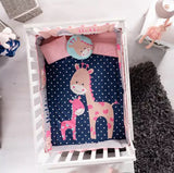 LITTLE JIRAFA BABY GIRLS CRIB BEDDING NURSERY SET 6 PCS 100 COTTON FOR BABY SHOWER GIFT