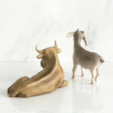 OX AND GOAT FIGURE SCULPTURE HAND PAINTING WILLOW TREE BY SUSAN LORDI