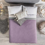 MALVA LEAVES LILAC AND GRAY TEENS KIDS GIRLS SPECIAL FABRIC ULTRASLIM REVERSIBLE COMFORTER 1 PCS QUEEN SIZE
