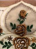 NEVADA ROSES FLOWERS COFFEE EMBROIDERED DECORATIVE KITCHEN CURTAIN SET 3 PCS