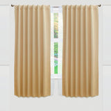 CATANIA BEIGE BLACKOUT CURTAINS WINDOWS PANELS SHORT 2 PCS