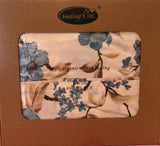 FLOWERS TURQUOISE 100% ORGANIC COTTON FEELING DECORATIVE SHEET SET 3 PCS TWIN SIZE