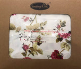 FLOWERS RED 100% ORGANIC COTTON FEELING DECORATIVE SHEET SET 4 PCS FULL SIZE