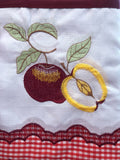 NEVADA APPLES FRUITS BURGUNDY EMBROIDERED DECORATIVE KITCHEN CURTAIN SET 3 PCS