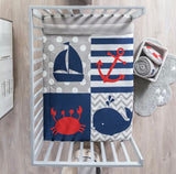 SAILOR MARINER BABY BOYS CRIB BEDDING NURSERY SET 6 PCS 100% COTTON FOR BABY SHOWER GIFT