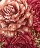 KELLY ROSES FLOWES BURGUNDY BEIGE DECORATIVE PLUSH BEDSPREAD COVERLET SET 3 PCS QUEEN SIZE