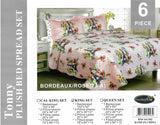 TONNY EIFFEL TOWER AND FLOWERS DECORATIVE PLUSH BEDSPREAD QUILTED SET 6 PCS KING SIZE