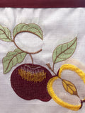 NEVADA APPLES FRUITS BURGUNDY EMBROIDERED DECORATIVE KITCHEN CURTAIN SET 3 PCS