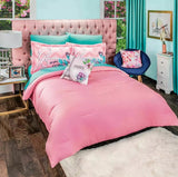 GLAM TEENS KIDS GIRLS REVERSIBLE COMFORTER SET 4 PCS QUEEN SIZE 100% MICROFIBER