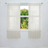 TERGAL BEIGE SHEER CURTAINS WINDOWS PANELS SHORT 2 PCS