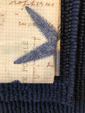 SHELLS OCEAN NAVY BLUE CHENILLE BATHROOM MAT SET 15 PCS