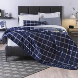 CHICAGO SQUARES SOFT TEXTURE REVERSIBLE COMFORTER SET 4 PCS TWIN SIZE MADE IN MEXICO