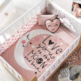 MOON BABY GIRLS CRIB BEDDING NURSERY SET 6 PCS 100%  COTTON FOR BABY SHOWER GIFT