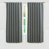 CATANIA GRAY BLACKOUT CURTAINS WINDOWS PANELS SHORT 2 PCS