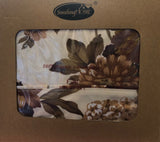 FLOWERS BROWN 100% ORGANIC COTTON FEELING DECORATIVE SHEET SET 4 PCS FULL SIZE