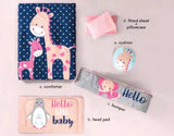 LITTLE JIRAFA BABY GIRLS CRIB BEDDING NURSERY SET 6 PCS 100 COTTON FOR BABY SHOWER GIFT
