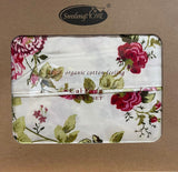 FLOWERS RED 100% ORGANIC COTTON FEELING DECORATIVE SHEET SET 4 PCS CALKING SIZE