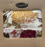 FLOWERS BURGUNDY 100% ORGANIC COTTON FEELING DECORATIVE SHEET SET 4 PCS CALKING SIZE