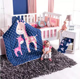 LITTLE JIRAFA BABY GIRLS CRIB BEDDING NURSERY SET 6 PCS 100 COTTON FOR BABY SHOWER GIFT