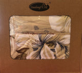 FLOWES DARK BEIGE 100% ORGANIC COTTON FEELING DECORATIVE SHEET SET 3 PCS TWIN SIZE