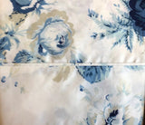 FLOWERS BLUE 100% ORGANIC COTTON FEELING DECORATIVE SHEET SET 4 PCS FULL SIZE