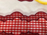 NEVADA APPLES FRUITS BURGUNDY EMBROIDERED DECORATIVE KITCHEN CURTAIN SET 3 PCS
