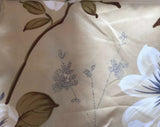 FLOWERS DARK BEIGE 100% ORGANIC COTTON FEELING DECORATIVE SHEET SET 4 PCS FULL SIZE