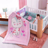 KITTY BABY GIRLS CRIB BEDDING NURSERY SET 6 PCS 100% COTTON FOR BABY SHOWER GIFT