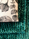 ROSES FLOWERS TEAL CHENILLE BATHROOM MAT SET 15 PCS