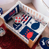 SAILOR MARINER BABY BOYS CRIB BEDDING NURSERY SET 6 PCS 100% COTTON FOR BABY SHOWER GIFT