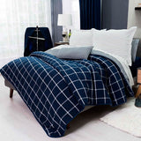 CHICAGO SQUARES SOFT TEXTURE REVERSIBLE COMFORTER SET 4 PCS TWIN SIZE MADE IN MEXICO